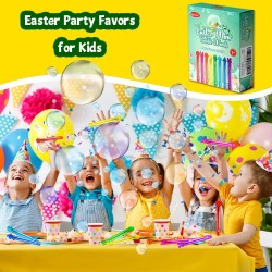 VKTEN 32Pcs Easter Mini Bubble Wands Assortment 8 Colors 8 Styles Easter Bubble Party Favors for Kids, Bubbles for Kids, Easter Toys Gifts, Easter Basket Stuffers Fillers