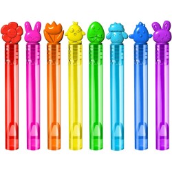 VKTEN 64Pcs Easter Mini Bubble Wands Assortment 8 Colors 8 Styles Easter Party Favors for Kids, Bath Time, Classroom Prizes Summer Outdoor Gifts for Girls Boys, Easter Basket Stuffers