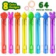 VKTEN 64Pcs Easter Mini Bubble Wands Assortment 8 Colors 8 Styles Easter Party Favors for Kids, Bath Time, Classroom Prizes Summer Outdoor Gifts for Girls Boys, Easter Basket Stuffers