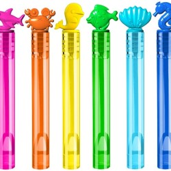 VKTEN 64Pcs Sea Animals Mini Bubble Wands Assortment 8 Colors 8 Styles Party Favors Toys for Kids,Themed Birthday, Wedding, Bath Time, Classroom Prizes Summer Outdoor Gifts for Girls Boys