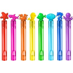 VKTEN 64Pcs Sea Animals Mini Bubble Wands Assortment 8 Colors 8 Styles Party Favors Toys for Kids,Themed Birthday, Wedding, Bath Time, Classroom Prizes Summer Outdoor Gifts for Girls Boys