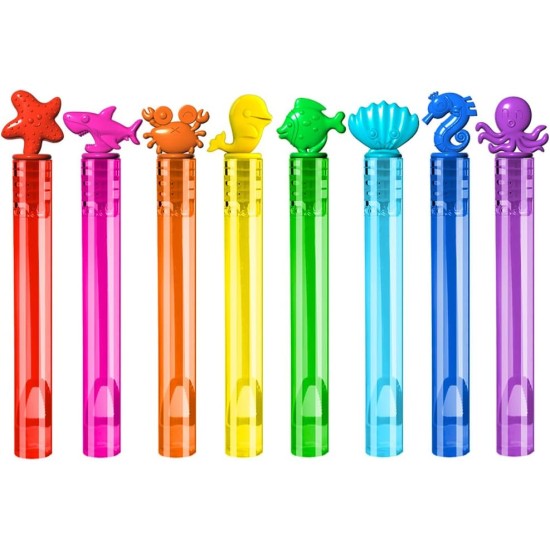 VKTEN 64Pcs Sea Animals Mini Bubble Wands Assortment 8 Colors 8 Styles Party Favors Toys for Kids,Themed Birthday, Wedding, Bath Time, Classroom Prizes Summer Outdoor Gifts for Girls Boys